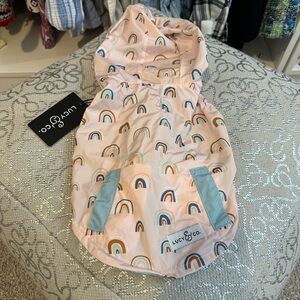 Lucy & co dog raincoat rainbow zipper NWT